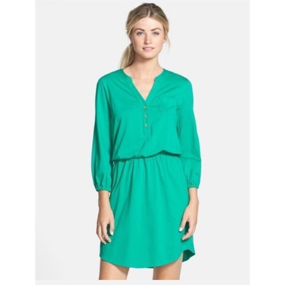 Lilly Pulitzer Beckett Drop Waist Long Sleeve Cotton Dress Size L